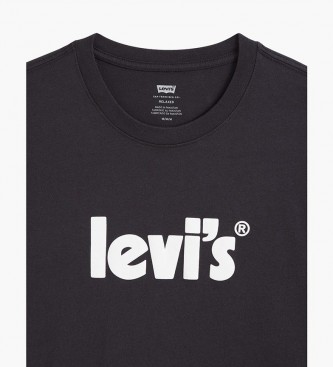 Levi's T-shirt med plakatlogo i afslappet pasform, sort
