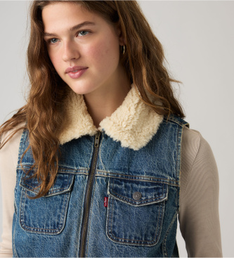 Levi's Middenblauw tiny sherpa vest