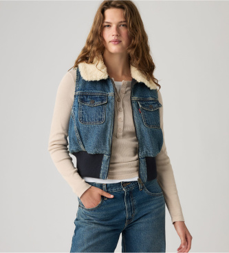 Levi's Middenblauw tiny sherpa vest