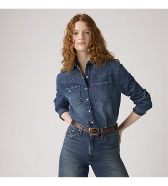 Levi's Usnjeni pas z pravokotno sponko, rjav