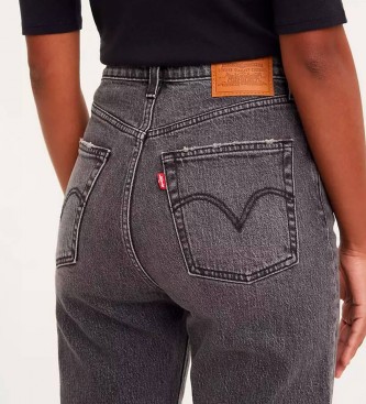 Levi's Proste jeansy do kostki z prążkowanym dekoltem, czarne