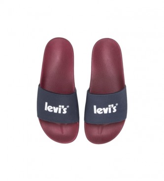 Levi's Slippers juni Poster blauw, kastanjebruin
