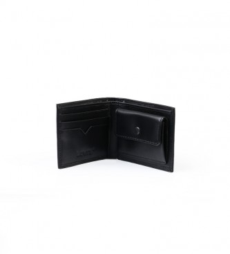 Levi's Portefeuille en cuir noir -11x2x8,5cm