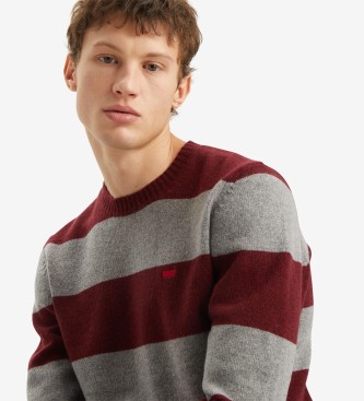 Levi's Oryginalny sweter Housemark bordowy, szary