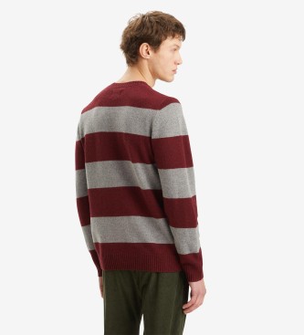 Levi's Oryginalny sweter Housemark bordowy, szary