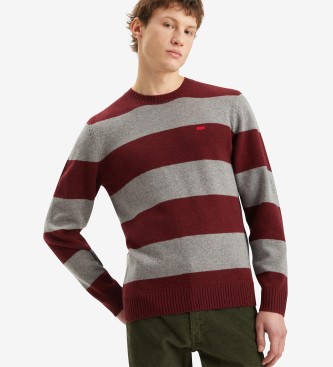 Levi's Oryginalny sweter Housemark bordowy, szary