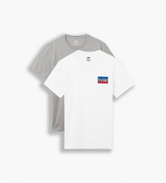Levi's Pacote de duas T-shirts brancas, cinzentas