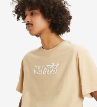 Levi's Beżowa koszulka z nadrukiem o luźnym kroju