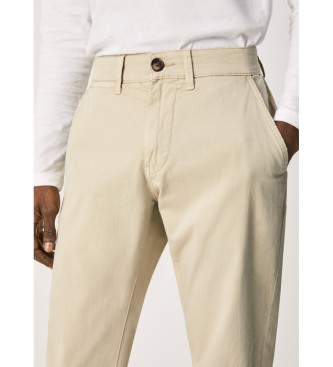 Pepe Jeans Sloane beige elastic trousers
