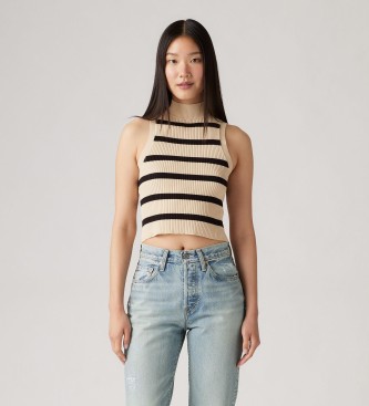 Levi's T-shirt met hoge kraag en bruine col