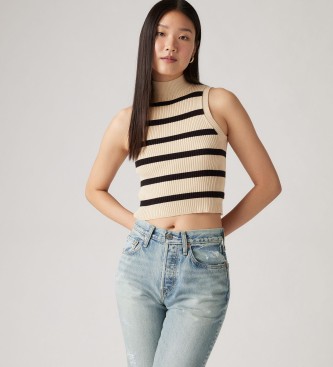 Levi's T-shirt met hoge kraag en bruine col