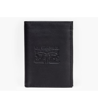 Levi's Vintage Two Horse Vertical Coin Leather Wallet Black 