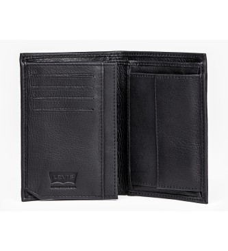 Levi's Vintage Two Horse Vertical Coin Leather Wallet Black 