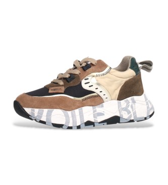 Voile blanche Sneakers i lder Club105 brun
