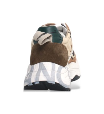 Voile blanche Sneakers i lder Club105 brun