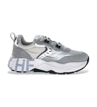 Voile blanche Baskets en cuir Club105 gris