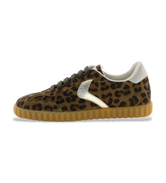 Voile blanche Ines Leder-Sneakers mit Tierprint