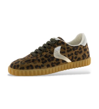 Voile blanche Ines Leder-Sneakers mit Tierprint