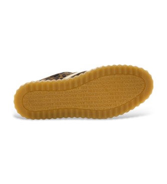 Voile blanche Ines Leder-Sneakers mit Tierprint