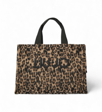 Liu Jo Borsa tote marrone con stampa animalier