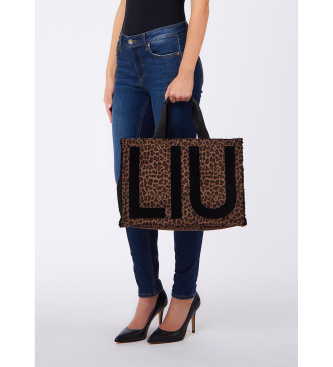 Liu Jo Brown Animal Print Large Tote Bag