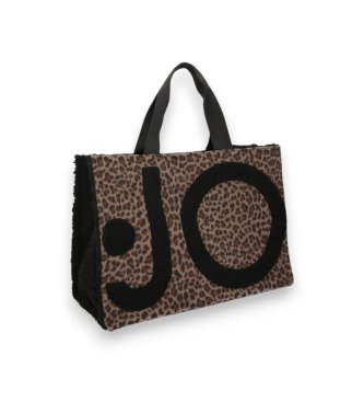 Liu Jo Brown Animal Print Large Tote Bag