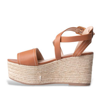 Liu Jo Skórzane sandały Bali01 brązowe