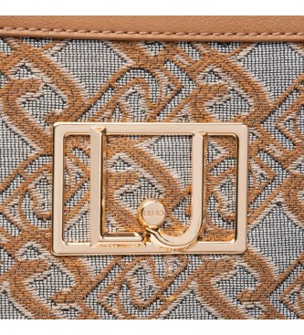 Liu Jo Logo Jacquard beige handbag -39x15x31cm