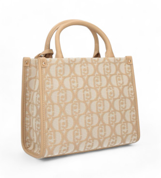 Liu Jo Beigefarbene Mini-Shopper-Tasche mit Monogramm