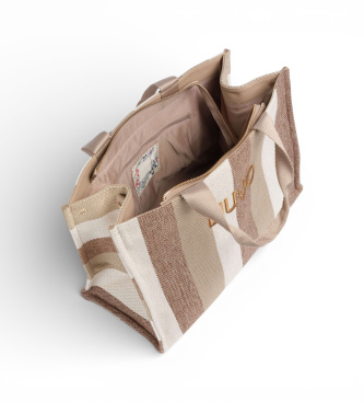 Liu Jo Saco de compras �s riscas bege