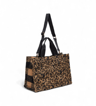 Liu Jo Borsa tote marrone con stampa animalier