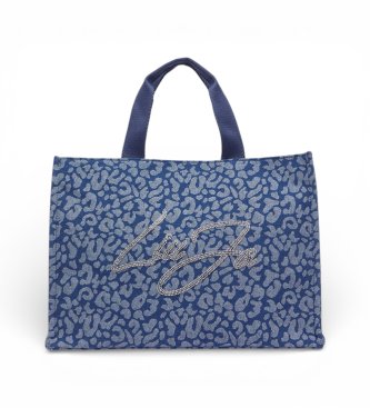 Liu Jo Saco grande de ganga azul com estampado animal