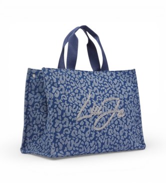 Liu Jo Saco grande de ganga azul com estampado animal