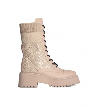 Liu Jo High military boots with beige sequins