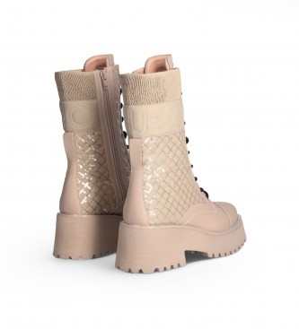 Liu Jo High military boots with beige sequins