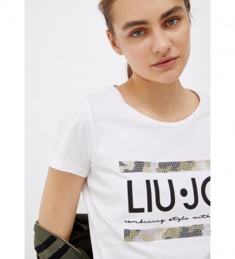 Liu Jo T-shirt con logo e strass bianchi