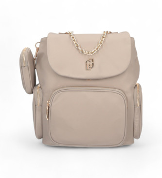 Liu Jo Mochila con placa del logotipo beige