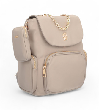 Liu Jo Mochila con placa del logotipo beige