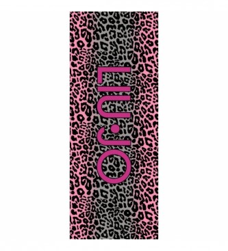 Liu Jo Animal print scarf logo pink, black -180x70cm