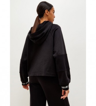 Liu Jo Sweat-shirt à capuche avec strass et logo noir