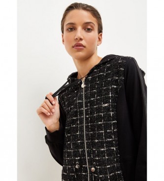 Liu Jo Zippered sweatshirt with black checkered pattern