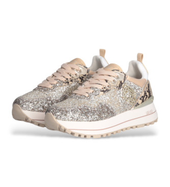 Liu Jo Turnschuhe mit Plateau und goldenem Glitzer