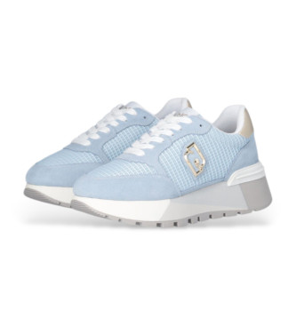 Liu Jo Sneakers in pelle scamosciata e mesh con plateau blu