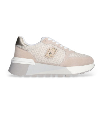 Liu Jo Nude suede and mesh platform trainers