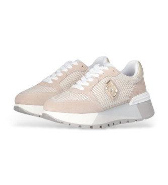 Liu Jo Nude suede and mesh platform trainers