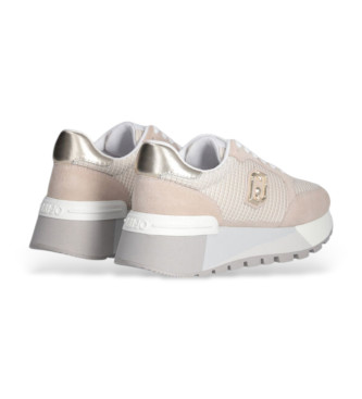 Liu Jo Nude suede and mesh platform trainers