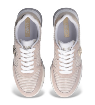 Liu Jo Nude suede and mesh platform trainers