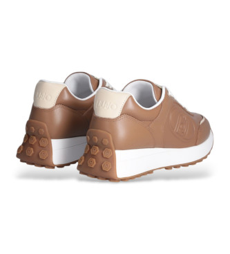 Liu Jo Brown leather trainers with embroidered logo