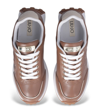 Liu Jo Brown leather trainers with embroidered logo