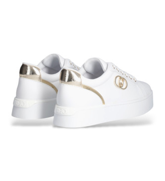 Liu Jo Baskets en cuir blanc avec logo mtallique